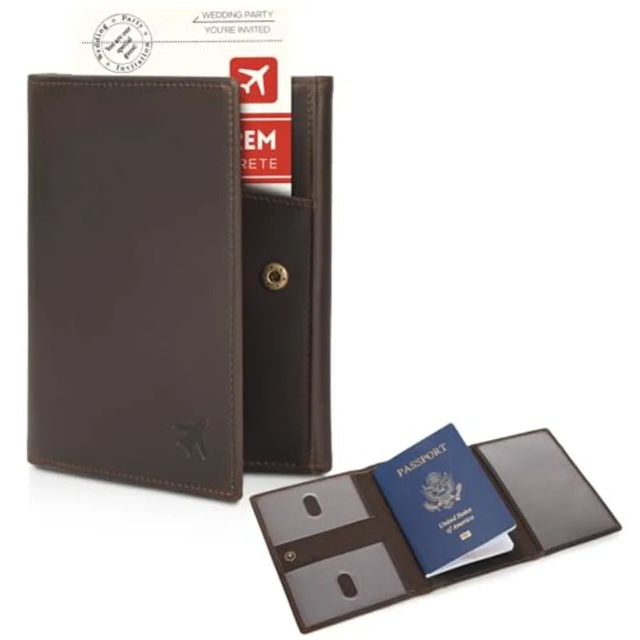 Polare Full Grain Leather Pilot Wallet Passport Holder RFID Blocking Tri-fold Travel Cover Document Organizer for Aviation Prof