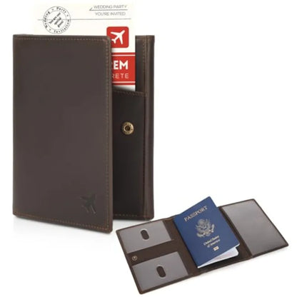 Polare Full Grain Leather Pilot Wallet Passport Holder RFID Blocking Tri-fold Travel Cover Document Organizer for Aviation Prof
