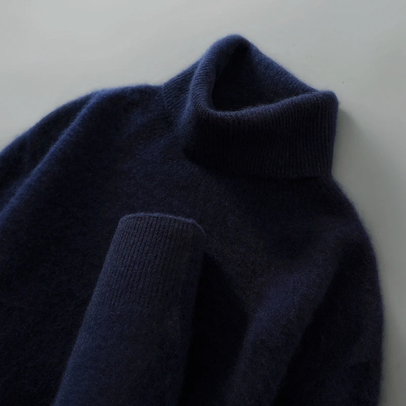 100% Wool High Neck Sweater with Pullover for Men, Autumn and Winter Warm and Full Sleeved Hot Selling New Knitted Base Sweater