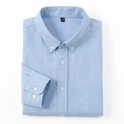 Men's Slim-Fit Oxford Cotton Shirt: Long Sleeves, Casual Breathable Fabric, Exquisite Craftsmanship, Brand with OEM Processing