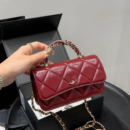 Channeled Bag Women designer makeup bag High Quality Sheepskin Diamond Lattice Handle Vanity Box Tote Bags Crossbody Shoulder Co