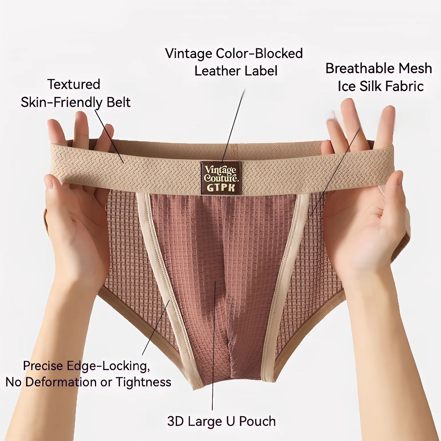 3 pcs Vintage Men High Cut Nylon Briefs ice silk Mesh Cool underpants Soft Breathable Quick Dry Mens underwear