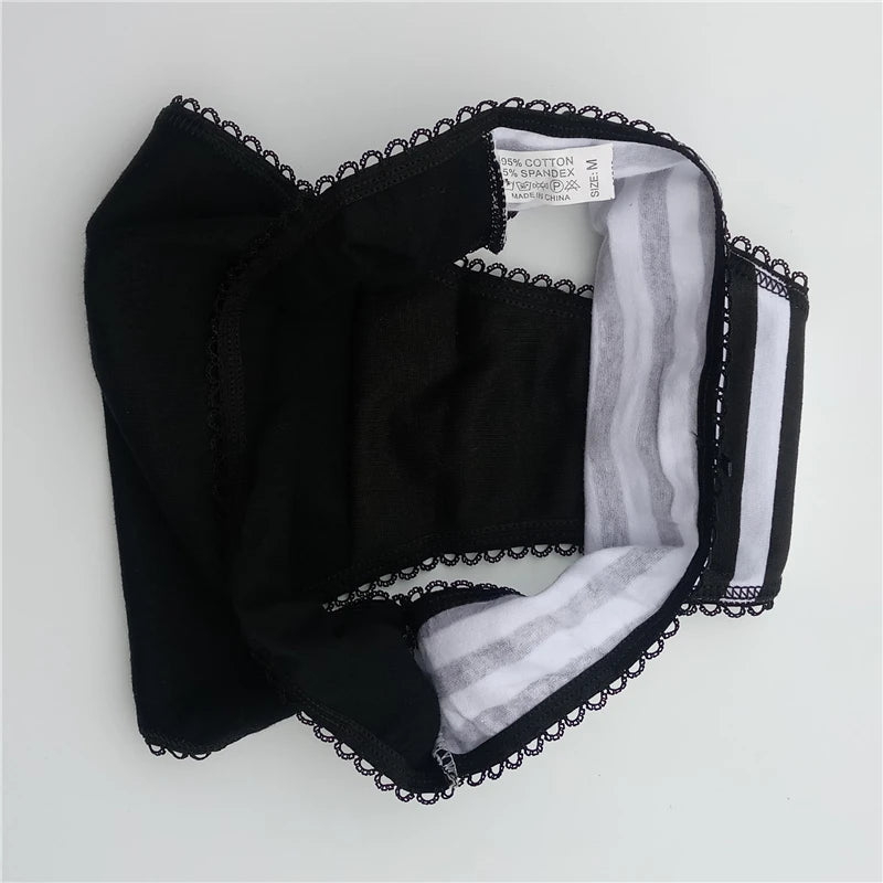 Sexy Panties for Women Cotton Soft Female Underwear Lace Briefs set Ladies Striped Bikini Intimates Lingerie 5 pcs/lot