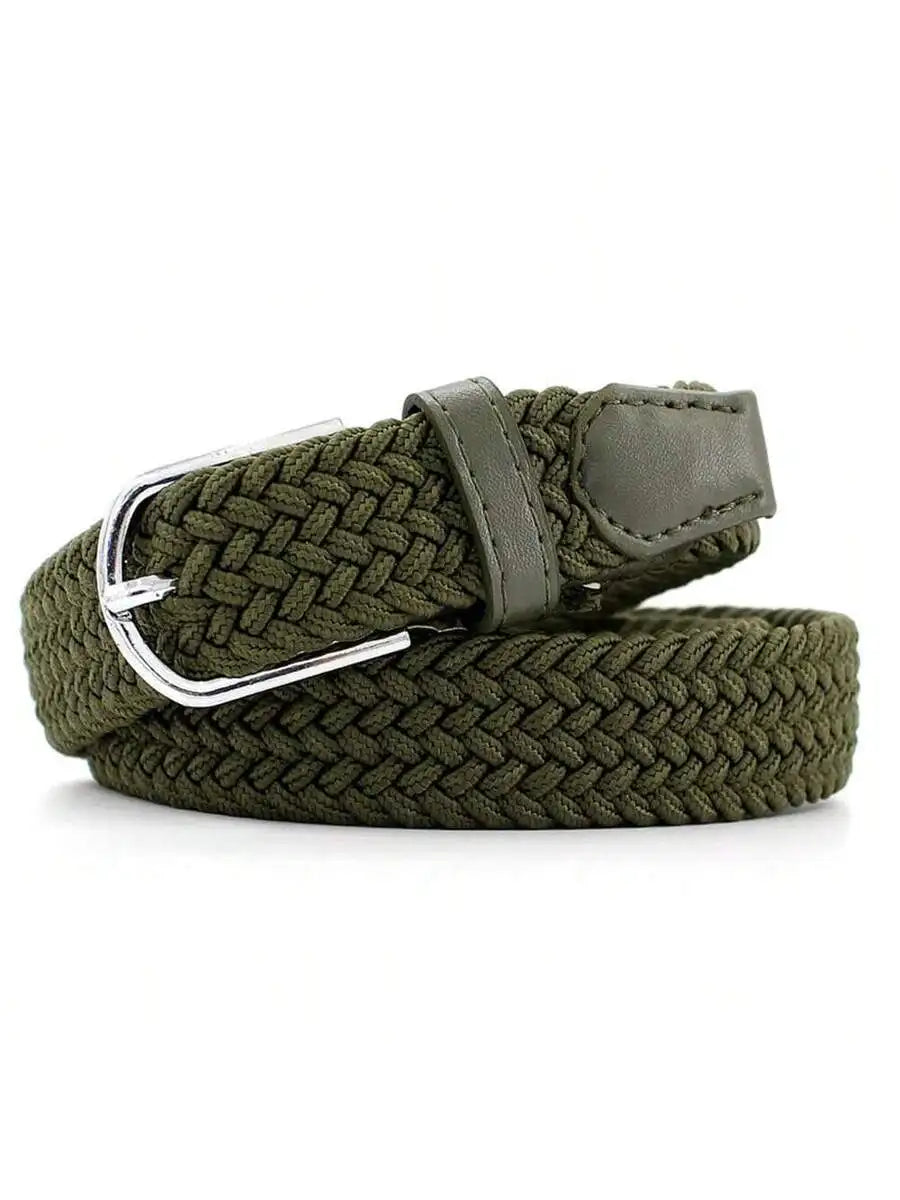 Fashionable Elastic Woven Belt With Stretchable Buckle, Unisex Students All-Match Accessory Belt For Women Summer, School Fall,
