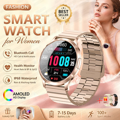 Fashion Women Smart Watch 1.32”AMOLED 100+dials Heart Rate Blood Oxygen Blood Pressure Monitoring Waterproof Give a Gift 2026New