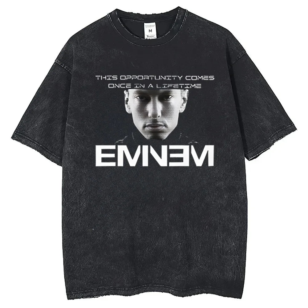 90s Rapper Eminem World Tour Music Washed T-shirt Unisex Gothic Streetwear Graphic T Shirts