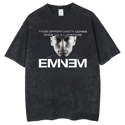 90s Rapper Eminem World Tour Music Washed T-shirt Unisex Gothic Streetwear Graphic T Shirts