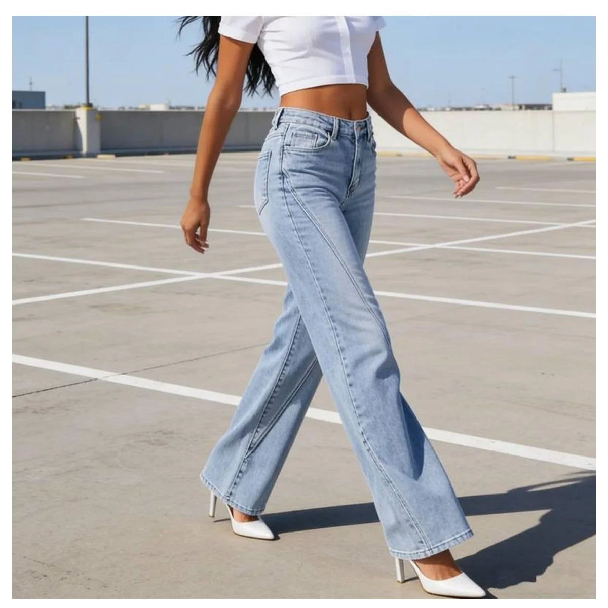 European and American Style Women's Stretch Micro-Flared Jeans Retro 90S Elegant Sweet Denim Trousers Fashion Slim-Fit Long Pant
