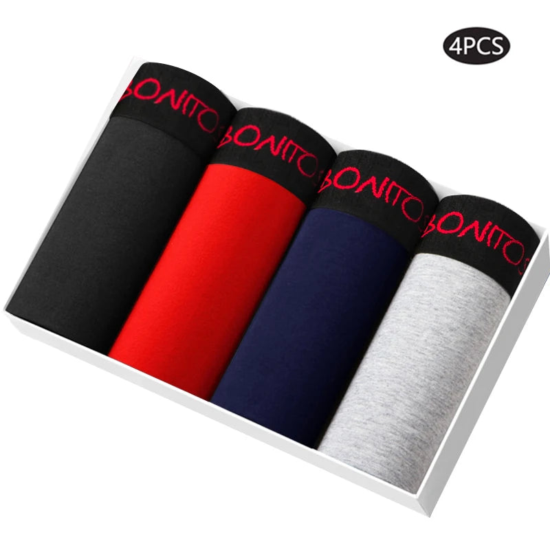 4pcs print Boxer's man underwear sexy soft cotton underpants men boxer briefs shorts BONITOS Brand High Quality