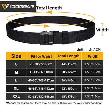 IDOGEAR SPORTS Tactical Ratchet Belt 1.5” EDC Gun Belt Reinforce Heavy Duty Belt With Adjustable Buckle 3430