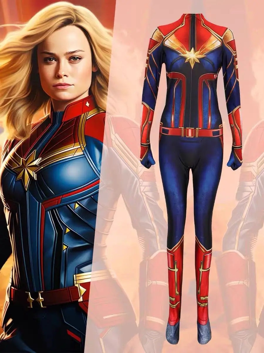 Movie Captain Cosplay Costume Women Superhero Cos Stage Jumpsuit