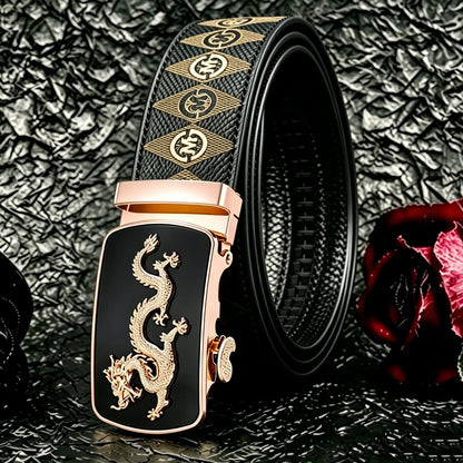 POYYAS Stylish Metal Buckle Men Belt for Women Printed Letter Animal Dragon Pattern Alloy Buckle - Fashion Daily Decoration Jeans Belt - Fashion Letter M Pattern Design Perfect Accessory for Business and Casual Belt
