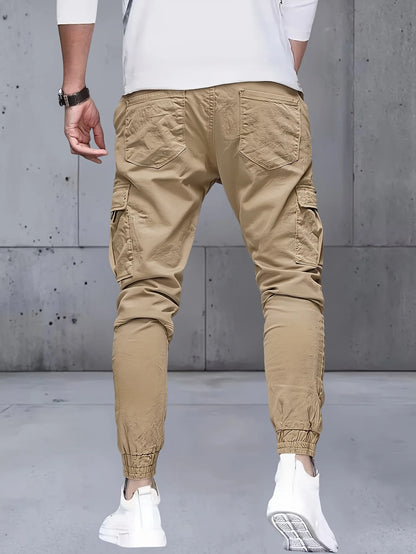 3 pieces of long pants for men, regular fashion pants and sports pants, pocket elastic waistband and ankle pants, work pants