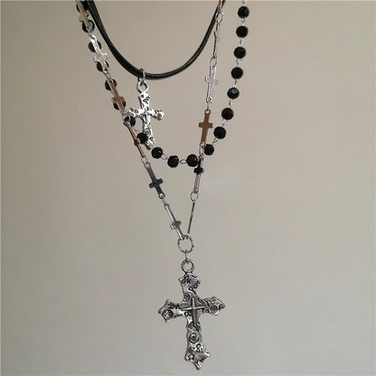 Personalized Punk Star Heart Cross Chain Double Layer Necklace For Men Women Y2K Fashion Trend Rock Party Grunge EMO Accessories