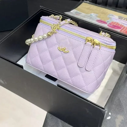 Channeled Bag Women designer makeup bag High Quality Sheepskin Diamond Lattice Handle Vanity Box Tote Bags Crossbody Shoulder Co