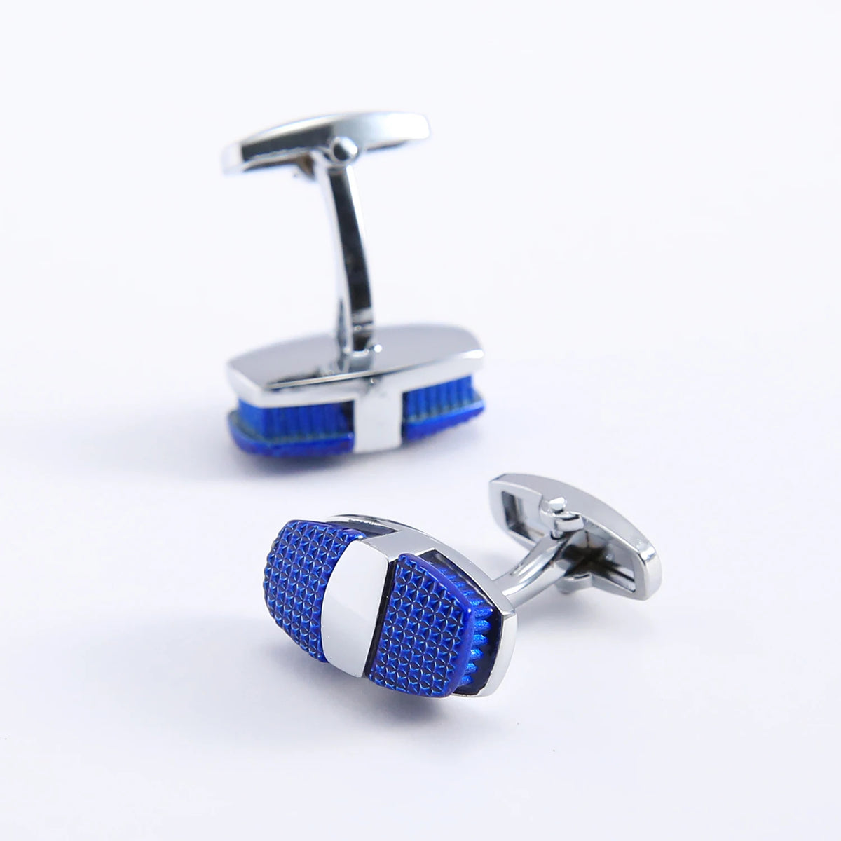 Luxury Brand Oval Shape Silver Plated Cufflinks Copper Blue French Style Shirt Cuffs Mens Wedding Party Dress Jewelry Accessorie