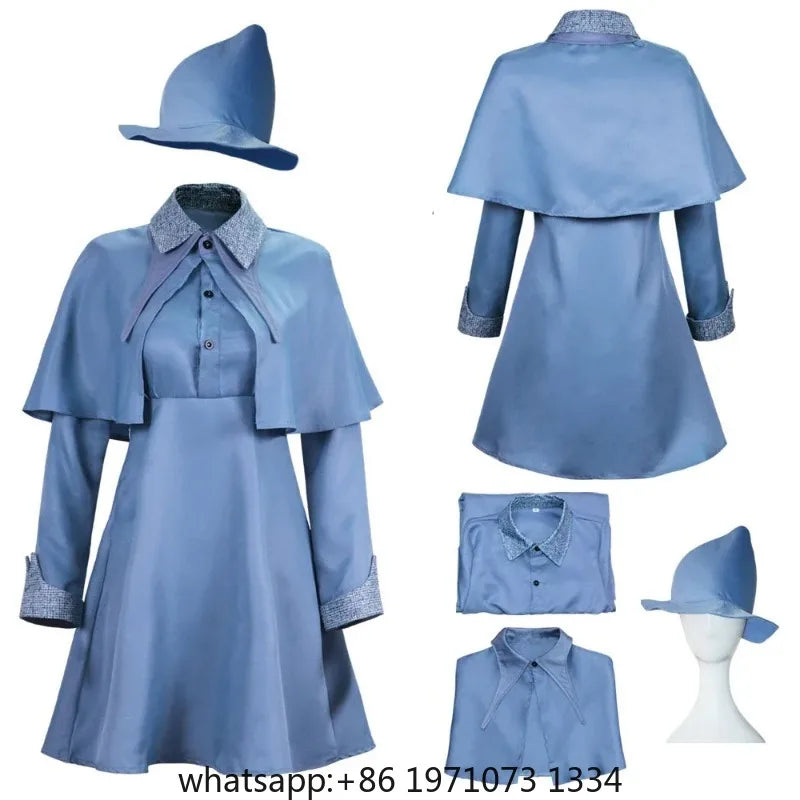 Wizard School Witch Fleur Isabelle Delacour Cosplay Costume Beauxbaton Magic Women School Uniform Hat Dress Suit Adults Children