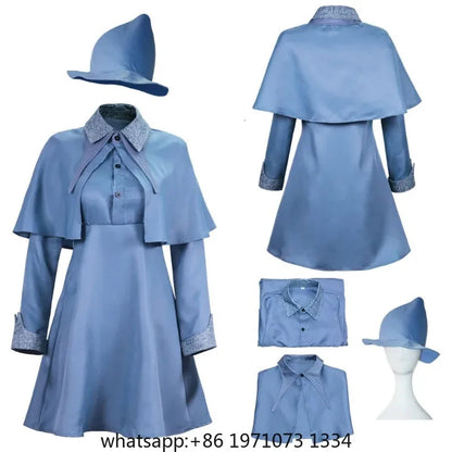 Wizard School Witch Fleur Isabelle Delacour Cosplay Costume Beauxbaton Magic Women School Uniform Hat Dress Suit Adults Children
