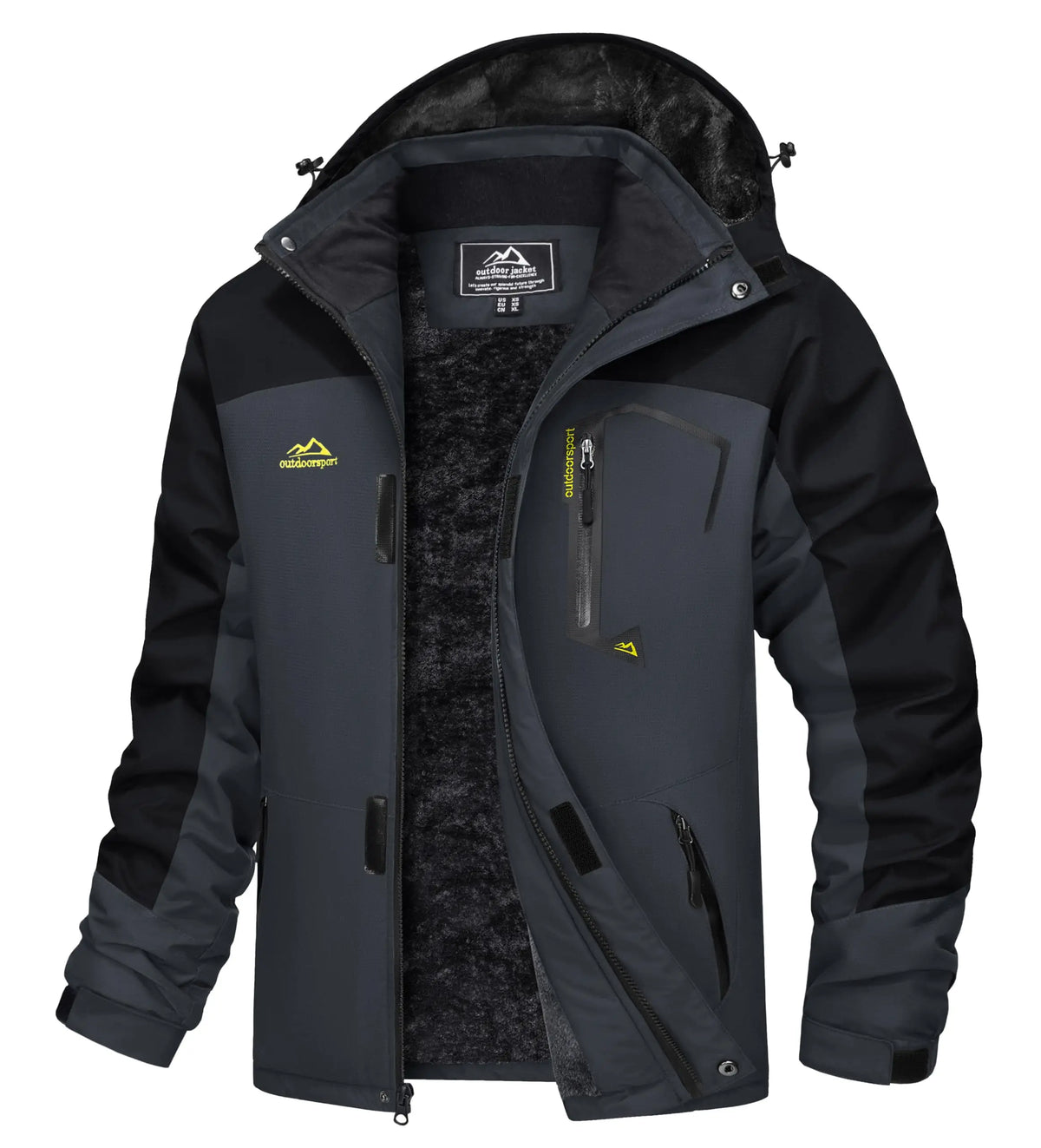 Men's Water-Resistant Ski Jacket Winter Fleece Lined Snow Coat Warm Windproof Outdoor Jacket