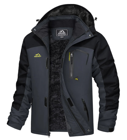 Men's Water-Resistant Ski Jacket Winter Fleece Lined Snow Coat Warm Windproof Outdoor Jacket