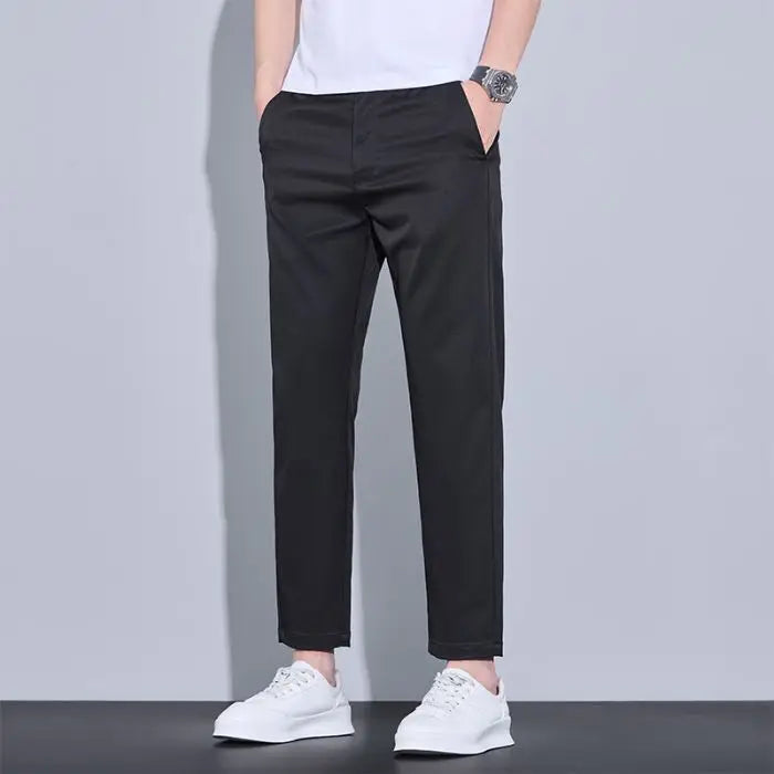 2026 New Spring Summer Ankle-Length Pants Men Straight Fit Fashion Thin Brand Clothing Solid Color Casual Trousers Male 28-38