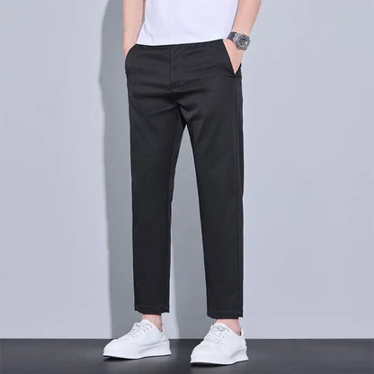 2026 New Spring Summer Ankle-Length Pants Men Straight Fit Fashion Thin Brand Clothing Solid Color Casual Trousers Male 28-38