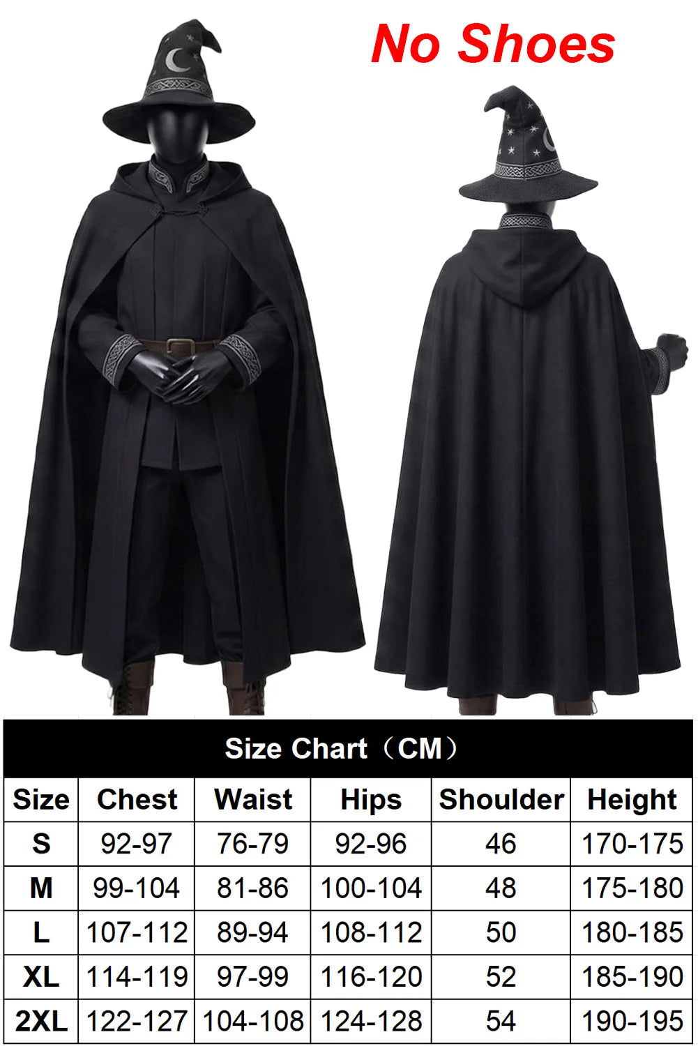 Cosplay Wizard Clothing Full Set Stage Uniform Shirt Pants Hat Cape Belt Costume Adult Men Performance Halloween Carnival Party