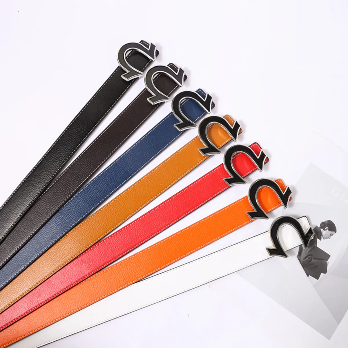 3.8cm new style men's light luxury belt, trendy jeans, trousers, casual pants, versatile pants belt 7 colors