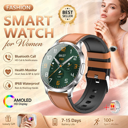 Fashion Women Smart Watch 1.32”AMOLED 100+dials Heart Rate Blood Oxygen Blood Pressure Monitoring Waterproof Give a Gift 2026New