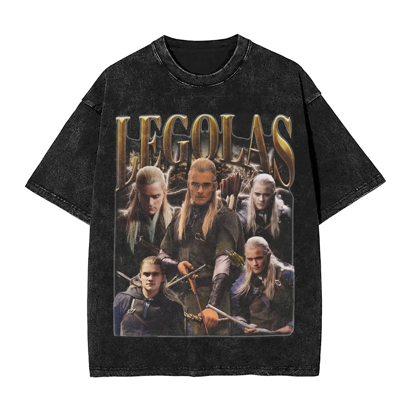 Washed T Shirts L-Lords Of The R-Rings Legolas Hip Hop Fashion T-Shirt Oversize  Streetwear Cotton Tops Tees for Men Women