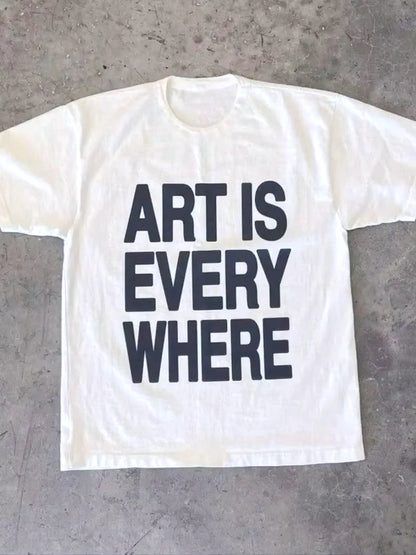 Art Is Everywhere Graphic T-shirt Vintage Women's Y2k Punk Casual T-Shirt Women Gothic Tops Tee Streetwear Unisex Tees Shirt