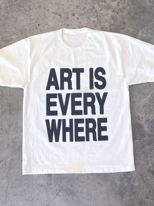 Art Is Everywhere Graphic T-shirt Vintage Women's Y2k Punk Casual T-Shirt Women Gothic Tops Tee Streetwear Unisex Tees Shirt