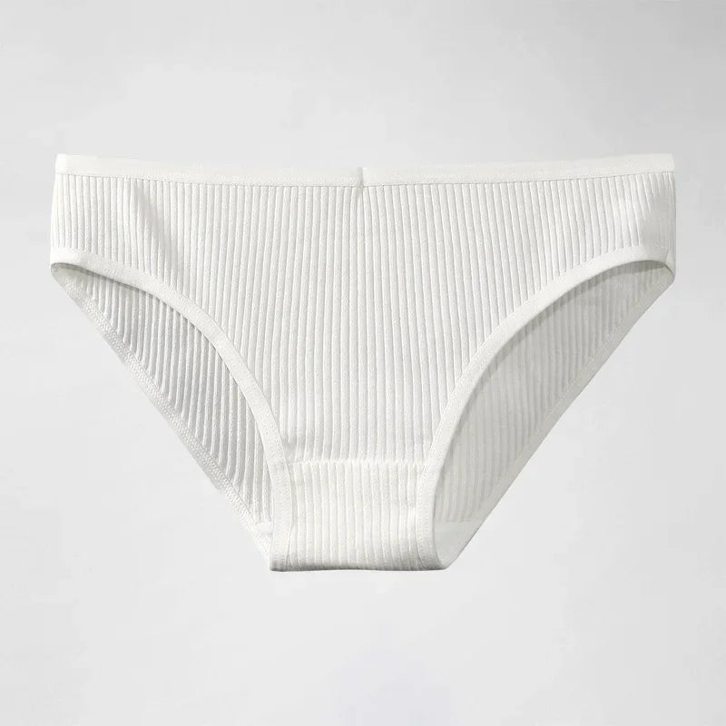 Women's pure cotton underwear women's comfortable breathable striped 100% cotton crotch briefs mid-waist simple girl underpants