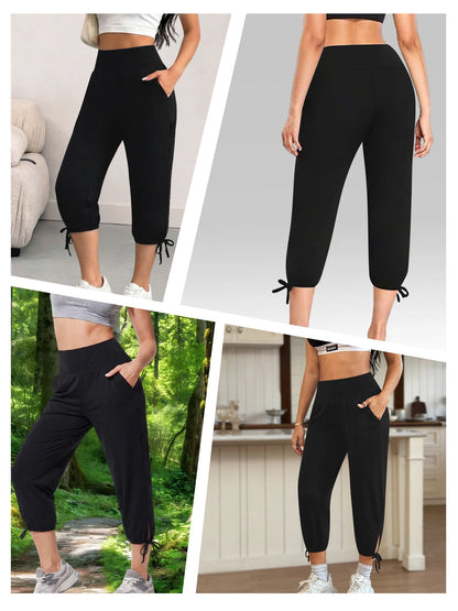 Womens Yoga Pants Capri Loose Workout Sweatpants Comfy Lounge Joggers with Pockets
