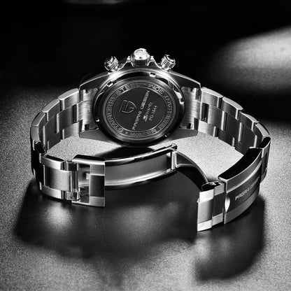 PAGANI DESIGN PD1644 Men's VK63 Quartz Chronograph Watch Sapphire Glass Stainless Steel 100M Waterproof Sport Wristwatch