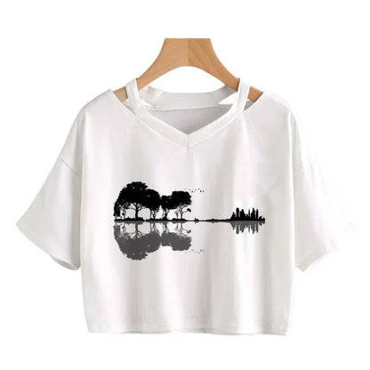 2000s Y2k Print Women Tee Shirt Harajuku Gothic Cropped Mange Tshirt Funny Graphic T-shirt Korean Style Casual Crop Tops Female