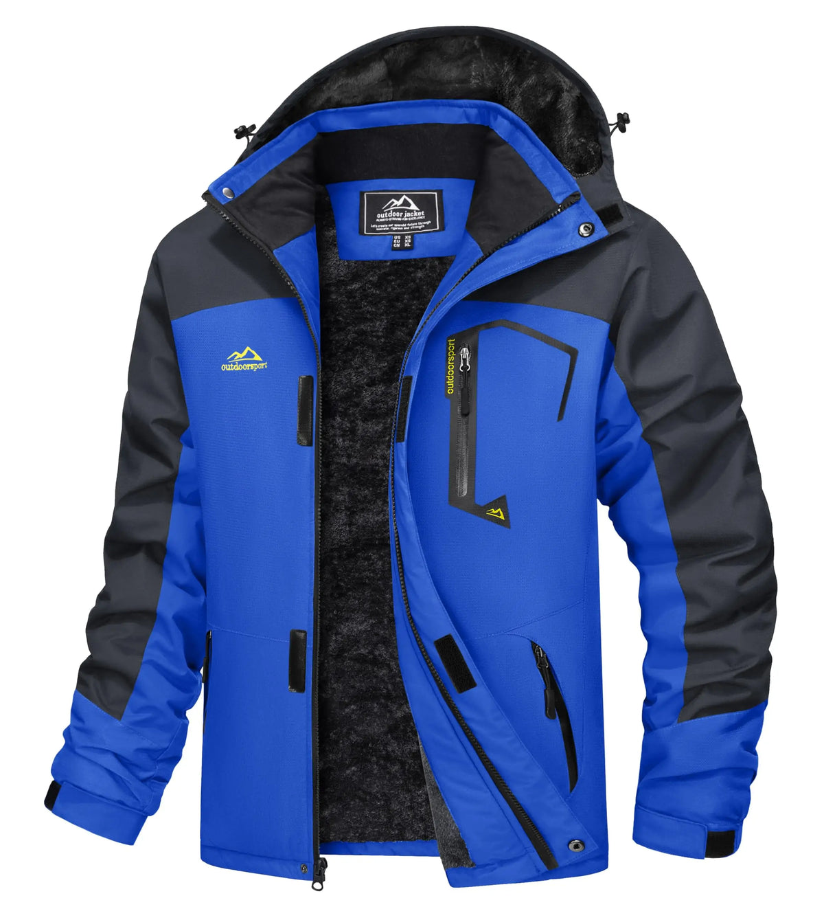 Men's Water-Resistant Ski Jacket Winter Fleece Lined Snow Coat Warm Windproof Outdoor Jacket