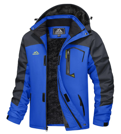 Men's Water-Resistant Ski Jacket Winter Fleece Lined Snow Coat Warm Windproof Outdoor Jacket