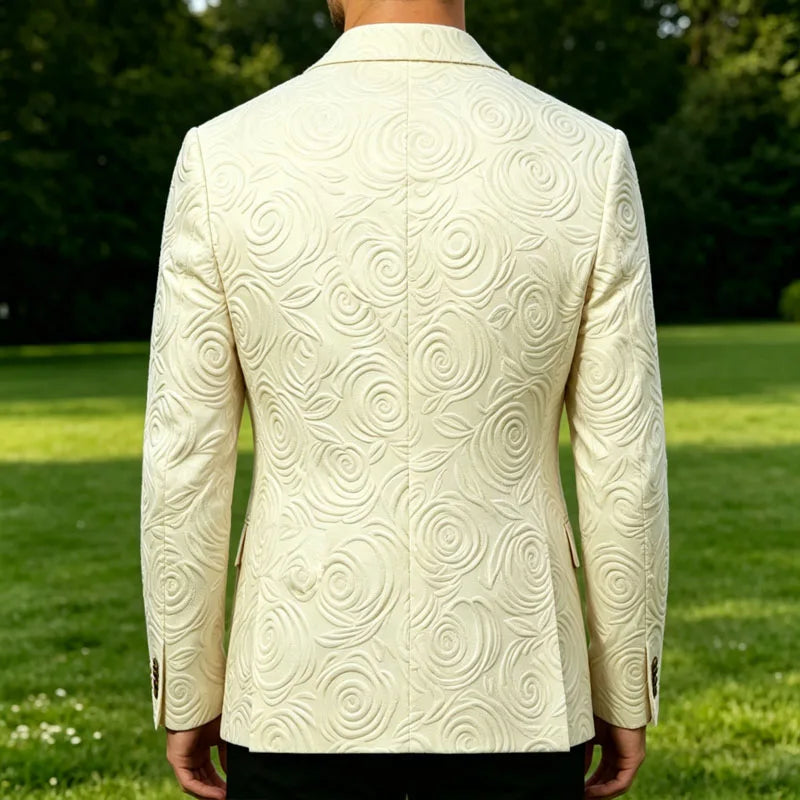 Men's Luxury 3D Embossed Textured Blazer Notch Lapel Jacket 2 buttons Slim Fit Suit Jacket Formal for Business Casual Wedding