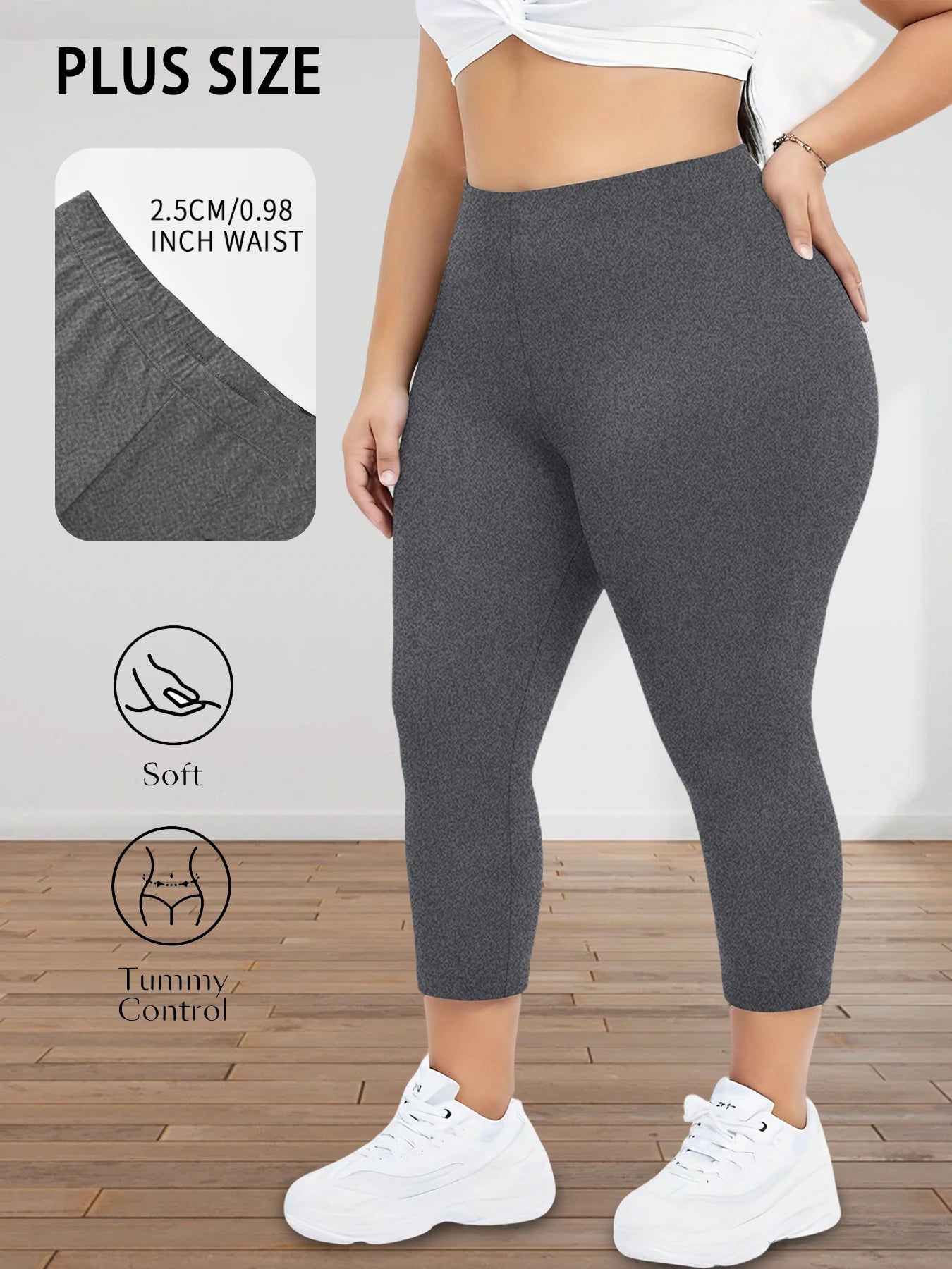 Plus Size Super Soft Capri Pants for Women No See Through Workout Running Yoga Athletic Leggings