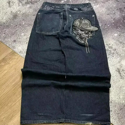2026 American New Fashion Star Pattern Embroidery Old Jeans Women Y2K Gothic Hip-hop Casual Joker Straight Wide-leg Trousers