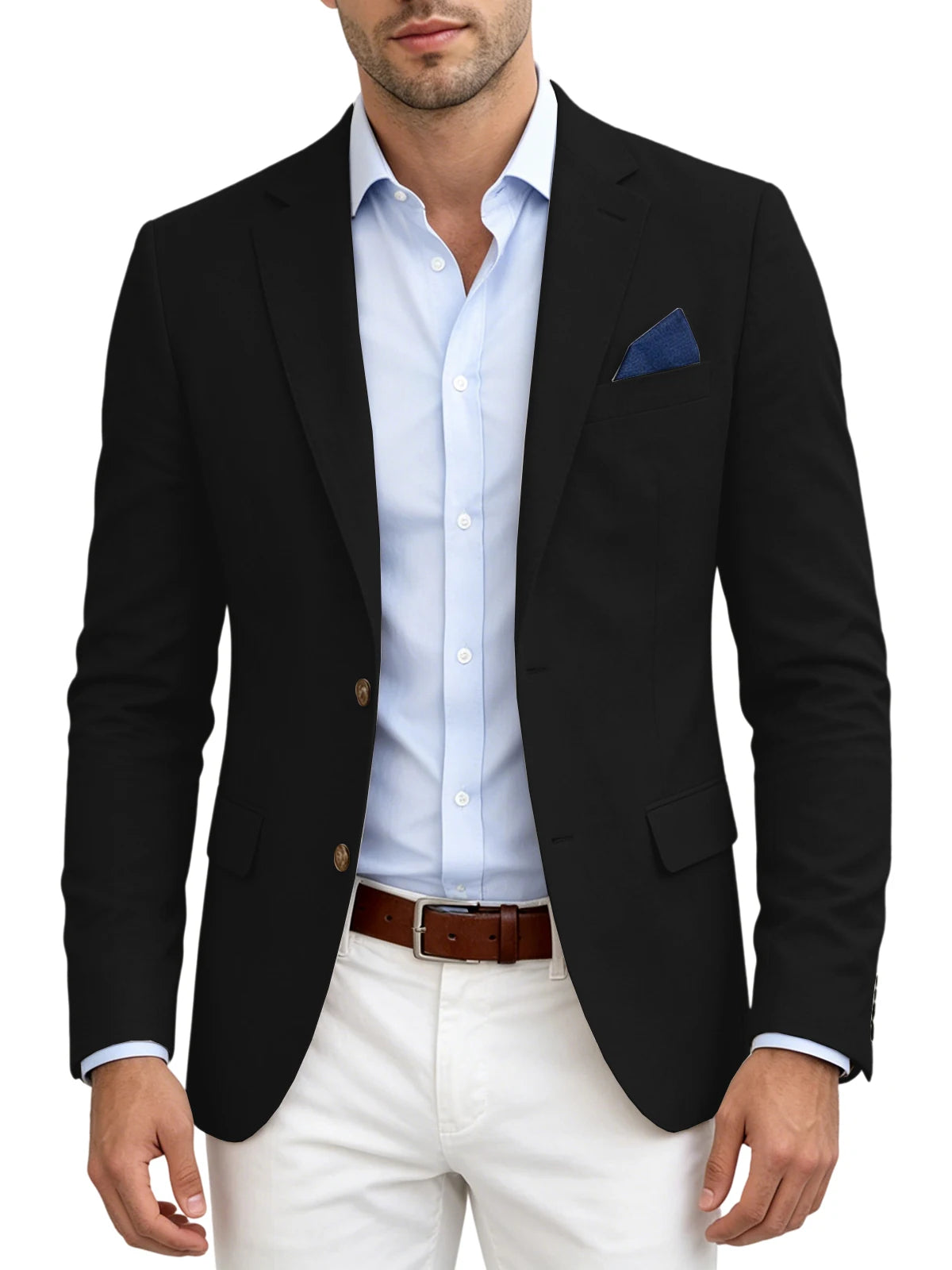 Men's Linen Blend Blazer Notched Lapel Two Button Breathable Suit Jacket For Business Casual Wedding Daily Wear
