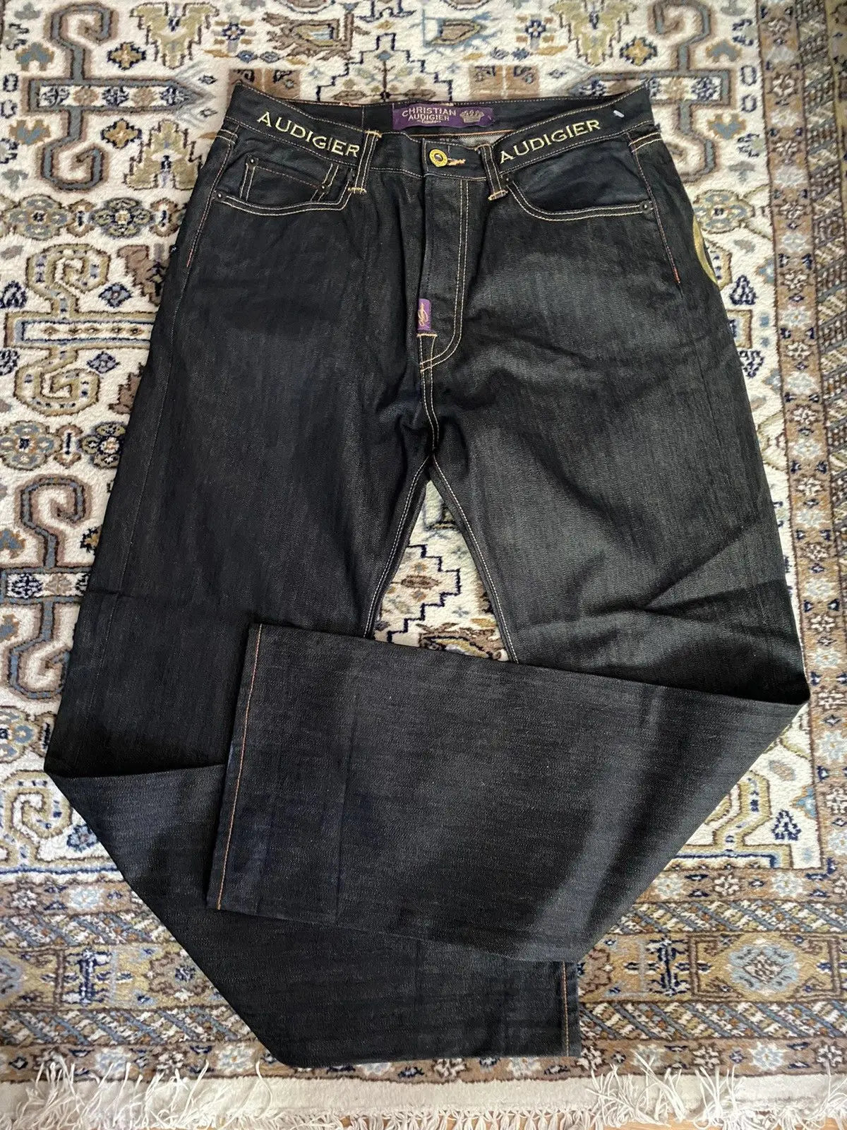 2000s Vintage Statue of liberty Diamonds Jeans Casual Denim Pants High Waist Straight Wide Leg Jeans