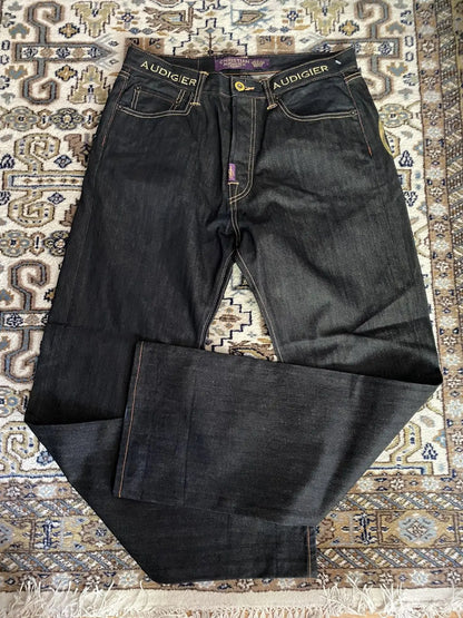 2000s Vintage Statue of liberty Diamonds Jeans Casual Denim Pants High Waist Straight Wide Leg Jeans