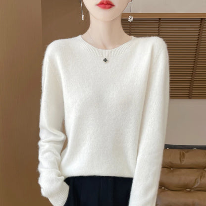 Women 100% Merino Wool Sweater New Fashion O-Neck Pullover Tops Basic Jumper Autumn Winter Woman Cashmere Sweater Knitted Blouse