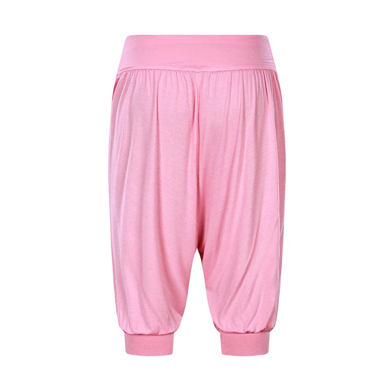 Summer Women Capri Pants Elastic Casual Loose High Waist Bloomers Joggers Sports Fitness Yoga Sweatpants Trousers