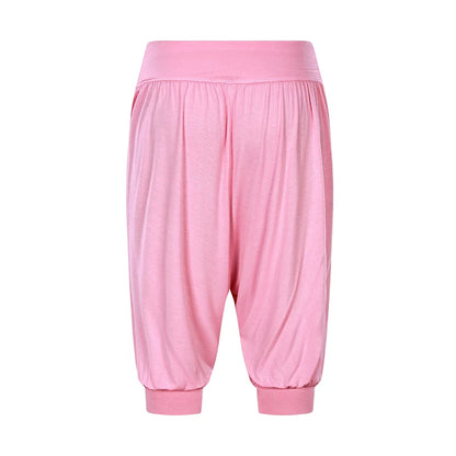 Summer Women Capri Pants Elastic Casual Loose High Waist Bloomers Joggers Sports Fitness Yoga Sweatpants Trousers