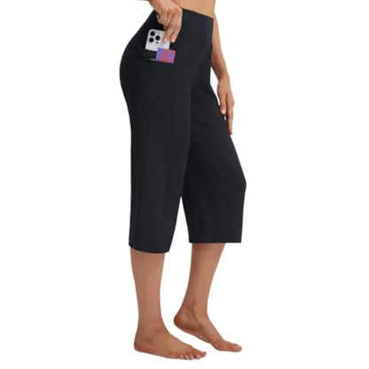 baleaf Capris for Women with Pockets Yoga Capri Pants High Waist Straight Leg for Casual Summer Pant