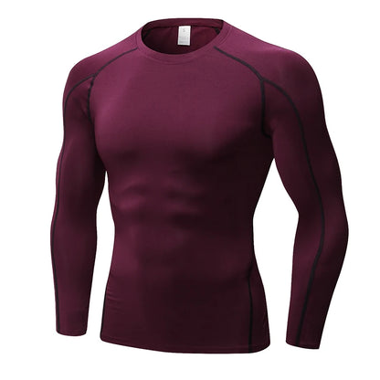 Men's Compression Shirt Long Sleeve Sports Workout T-Shirts Sport Quick Dry Fitness Running Tops Gym Sports Tights