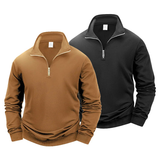 Autumn Men's Zipper Pullover Long Sleeve Sweater Men Warm Slim Casual Turtleneck Mock Neck Pullover Sweatshirts Tops
